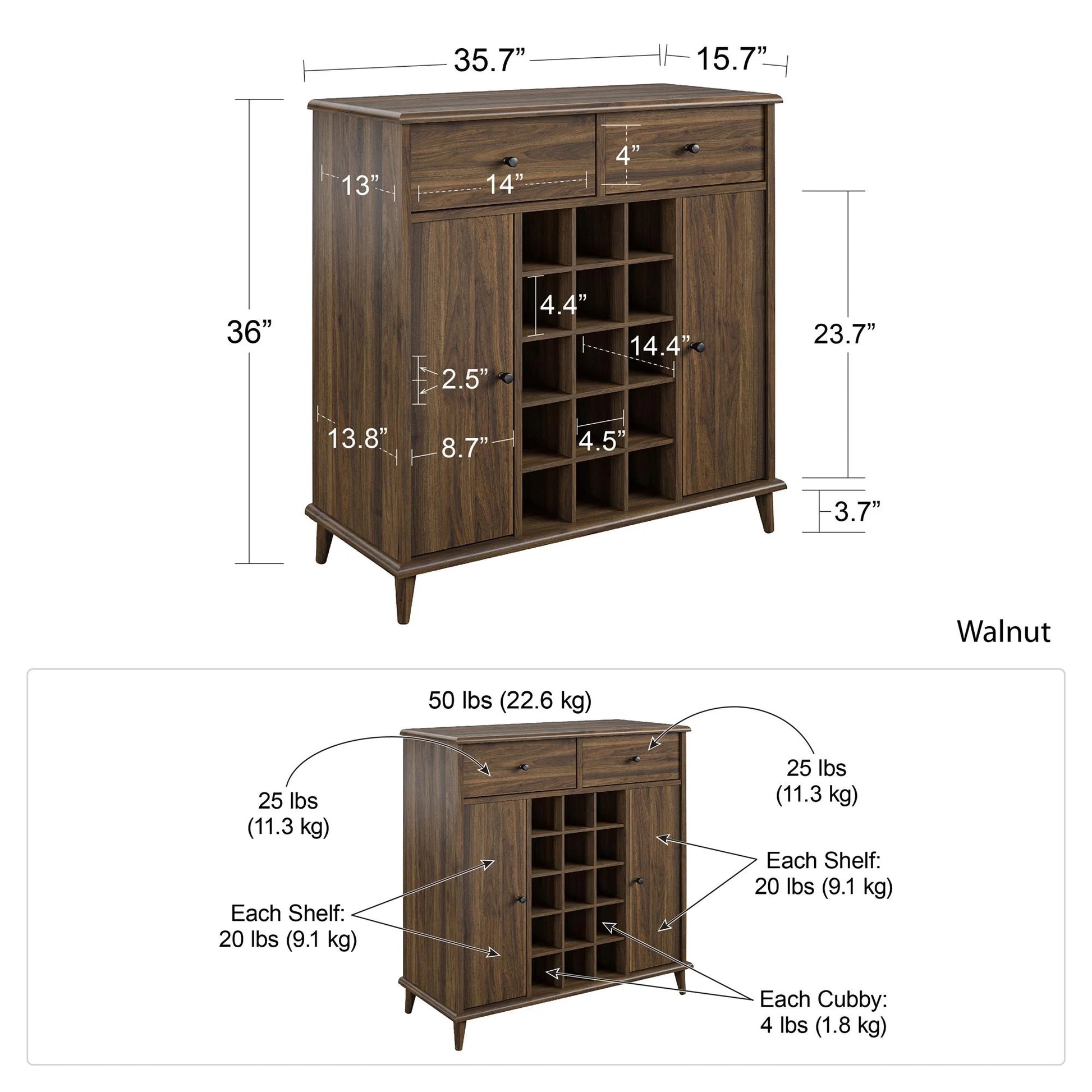 Farnsworth Bar Cabinet, Walnut