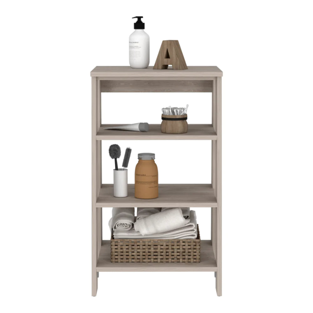 Linen Cabinet Jenne, Four Open Shelves, Light Gray Finish