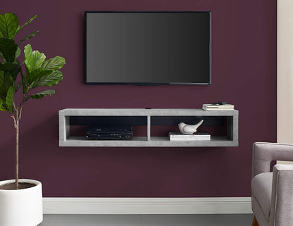 Floating TV Console, 48", Stone Gray