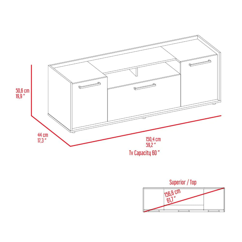 Tv Stand for Tv´S up 55" Dext, One Cabinet, Double Door, Dark Walnut Finish