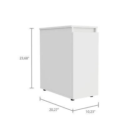 Bathroom Storage Cabinet Raplex, Liftable Top, One Drawer, White Finish