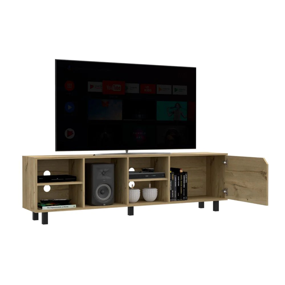 TV Stand for Tv´S up 70" Estocolmo, Four Open Shelves, Light Oak Finish