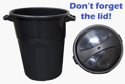 20 Gallon Heavy Duty Plastic Garbage Can, Included Lid, Black