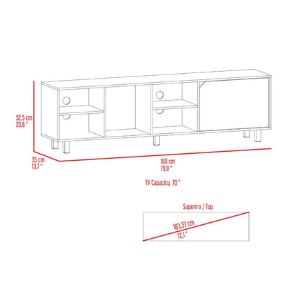 TV Stand for Tv´S up 70" Estocolmo, Four Open Shelves, Light Oak Finish