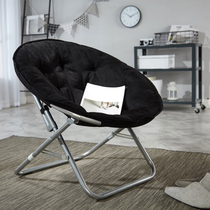 Faux Fur Folding Saucer Chair, Black