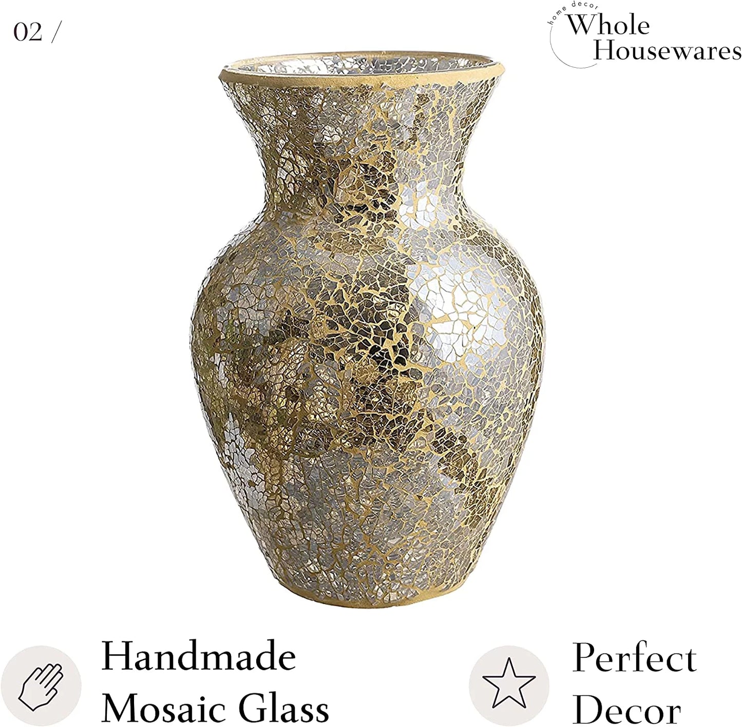 | 10.5" Tall Mosaic Glass Vase Gold (1 Count)