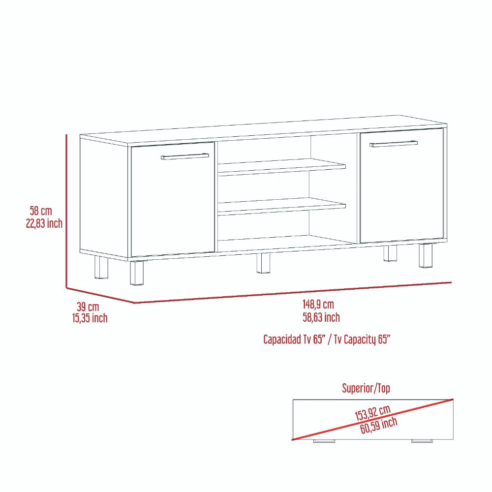 Tv Stand for Tv´S up 55" Washington, Four Shelves, Black Wengue / Pine Finish