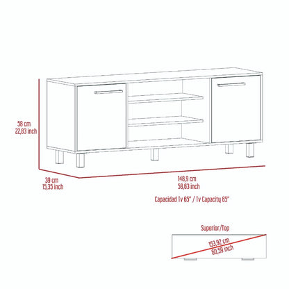 Tv Stand for Tv´S up 55" Washington, Four Shelves, Black Wengue / Pine Finish