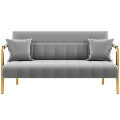 56.6'' W Modern Upholstered Sofa Couch with 2 Pillows,Light Gray