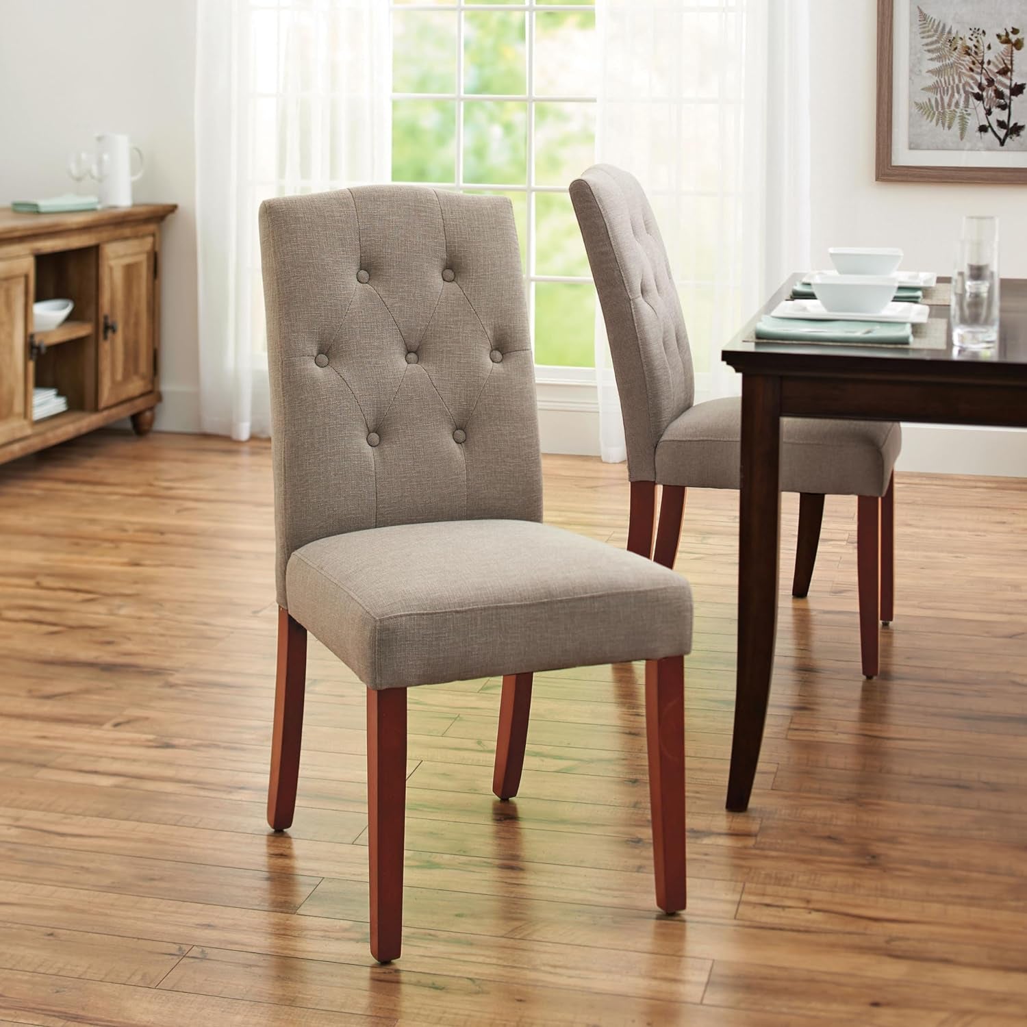 Dorel Claudio Tufted, Upholstered Living Room Furniture, Taupe Dining Chair