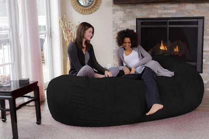 Memory Foam Bean Bag Lounger, 7.5-Feet, Black Furry