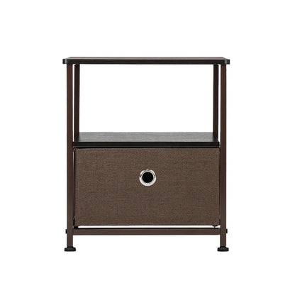 Nightstand Storage Bedside Furniture & Accent End Table Chest for Home Bedroom Officecollege Dorm Steel Frame Wood Top