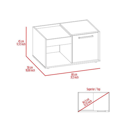 Coffee Table Dext, Single Door Cabinet, One Open Shelf, Dark Walnut Finish