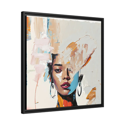 Woman Abstract Portrait Canvas Wall Art with Frame