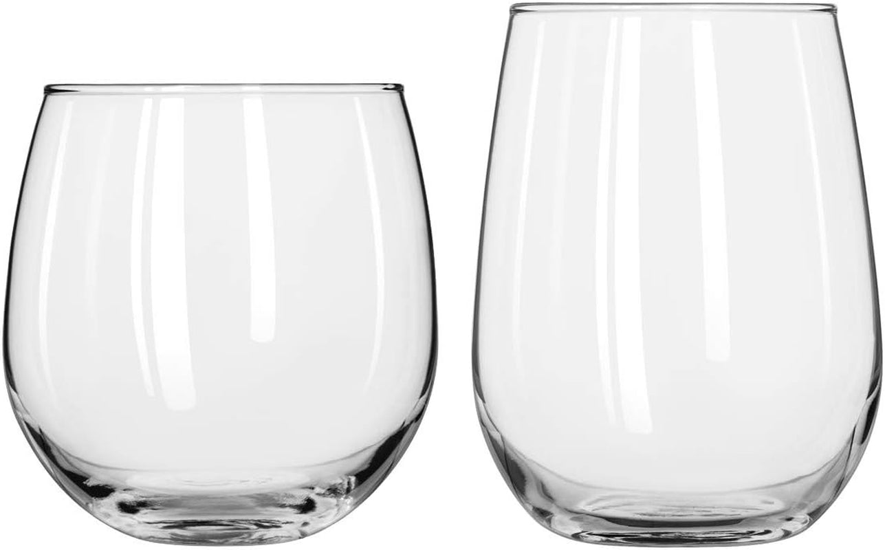 Stemless 12-Piece Wine Glass Party Set for Red and White Wines