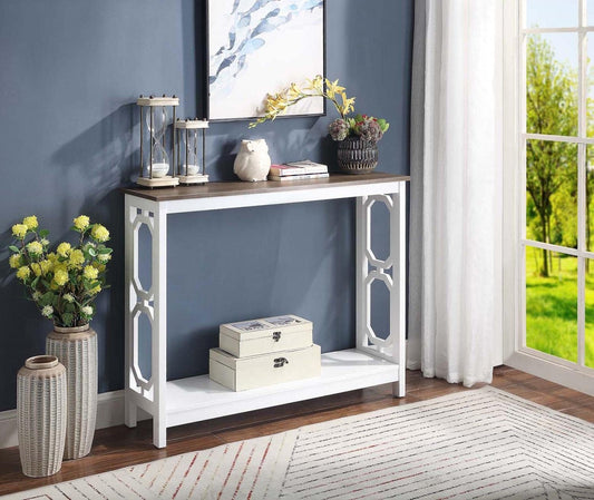 Omega Console Table, Driftwood Top / White Frame