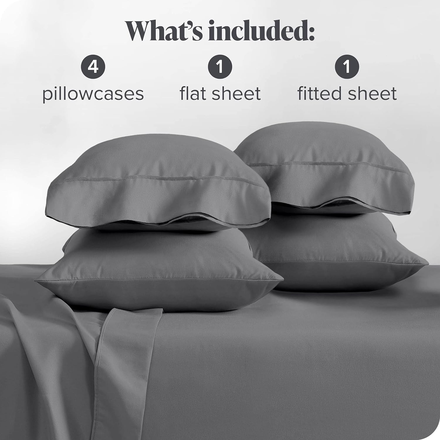 King Sheet Set - Hotel Luxury Bed Sheets - Extra Soft 6 Piece Set - Deep Pockets - Easy Fit - Cooling & Breathable - Wrinkle, Fade, Stain Resistant - 4 Pillowcases (King, Grey)