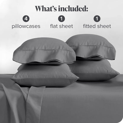 King Sheet Set - Hotel Luxury Bed Sheets - Extra Soft 6 Piece Set - Deep Pockets - Easy Fit - Cooling & Breathable - Wrinkle, Fade, Stain Resistant - 4 Pillowcases (King, Grey)