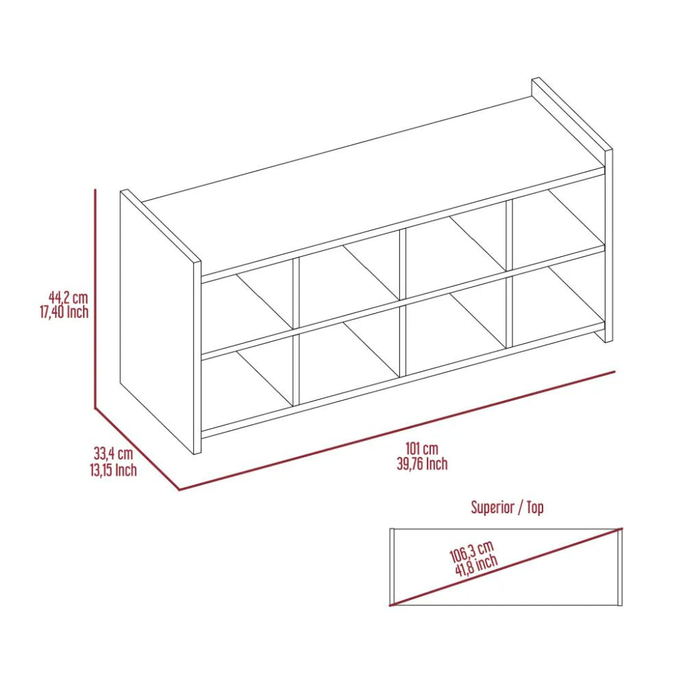 Shoe Rack Augusta, Eight Shoe Capacity, Carbon Espresso / Mahogany Finish