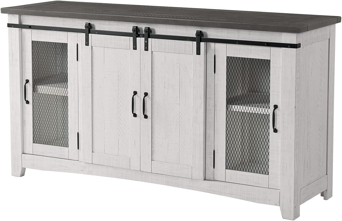 Hampton TV Stand, White Stain with Grey Stain Top