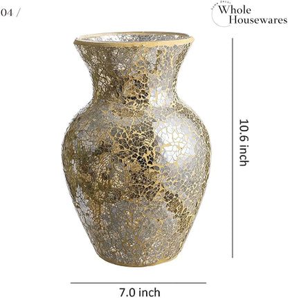 | 10.5" Tall Mosaic Glass Vase Gold (1 Count)