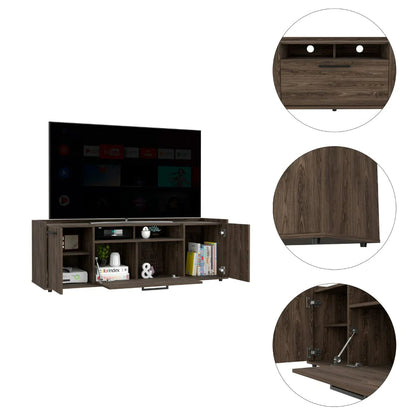 Tv Stand for Tv´S up 55" Dext, One Cabinet, Double Door, Dark Walnut Finish