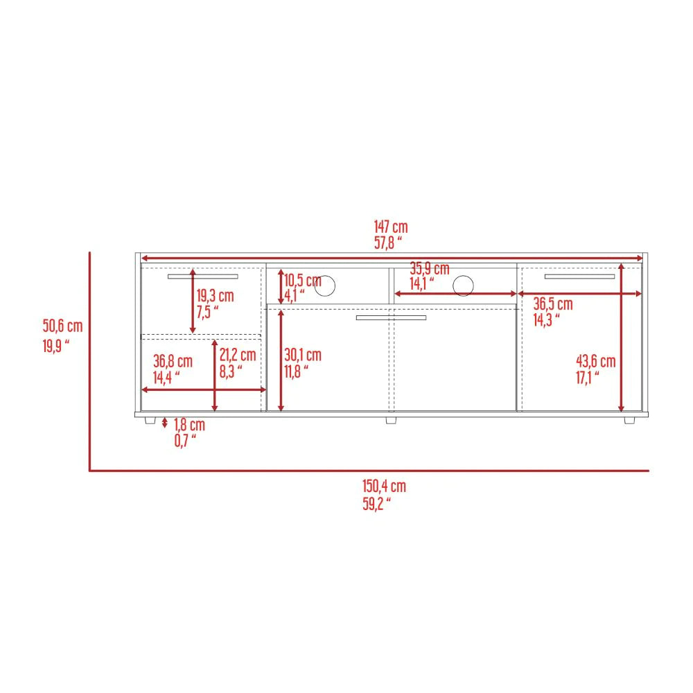 Tv Stand for Tv´S up 55" Dext, One Cabinet, Double Door, Dark Walnut Finish