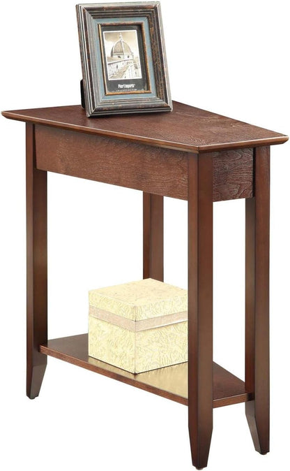 American Heritage Wedge End Table with Shelf, 24"L X 16"W X 24"H, Espresso