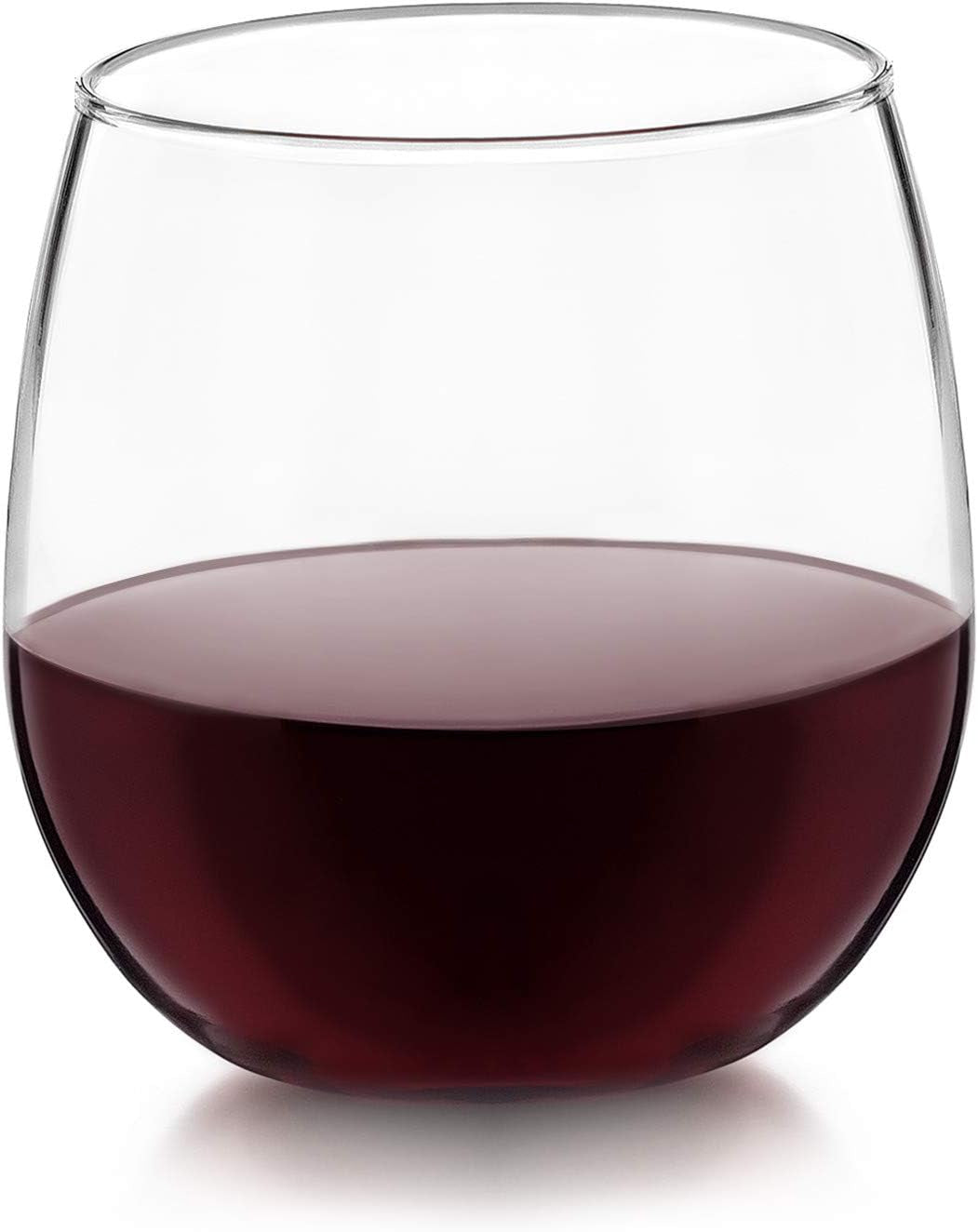 Stemless 12-Piece Wine Glass Party Set for Red and White Wines