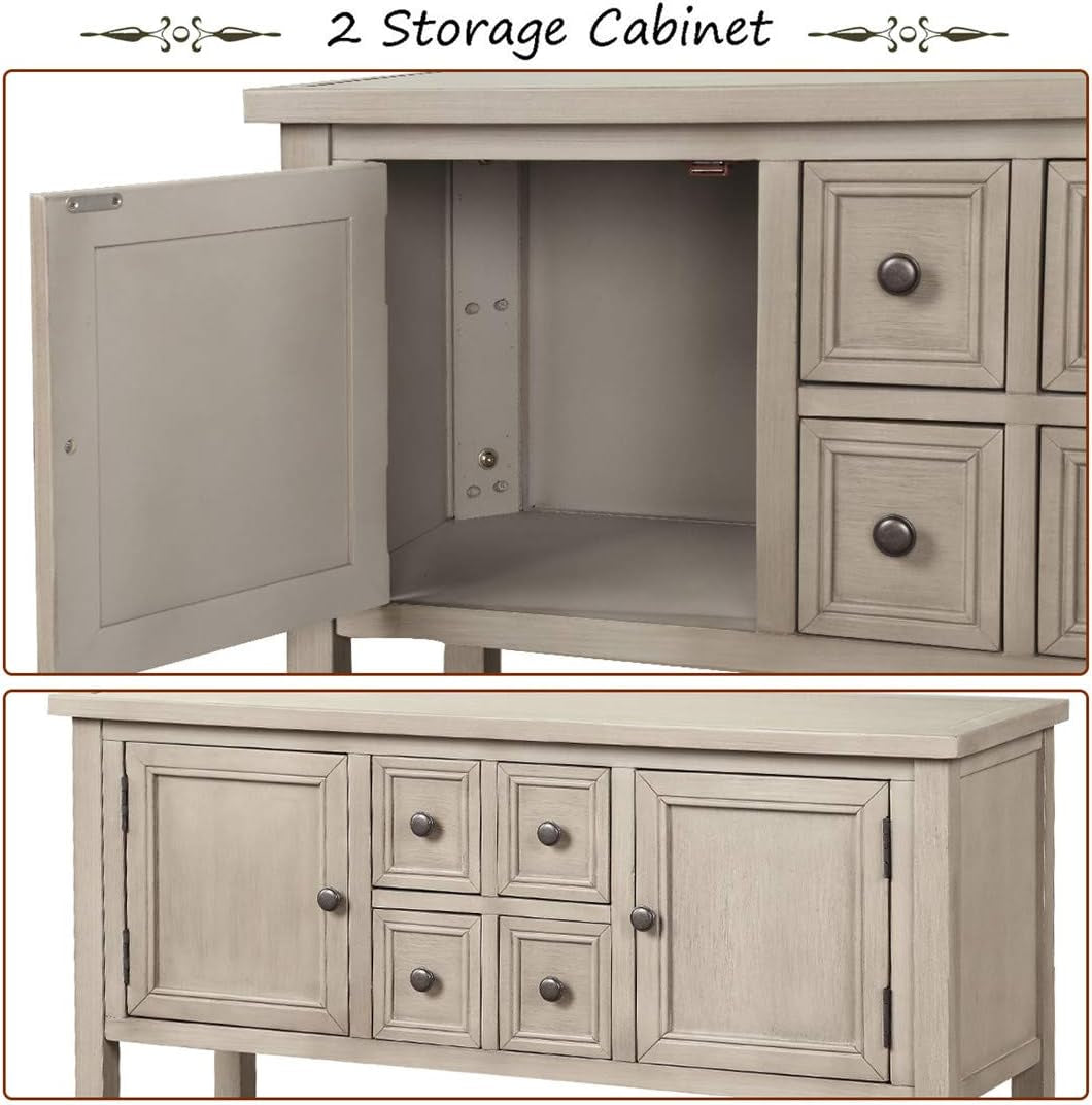 Console Table with Storage Drawers&Bottom Shelf Cambridge Series Buffet Sideboard Sofa Table Dining Room Entry Way End Table (Antique Gray)