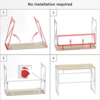 Folding Desk Writing Computer Desk for Home Office, No-Assembly Study Office Desk Foldable Table for Small Spaces