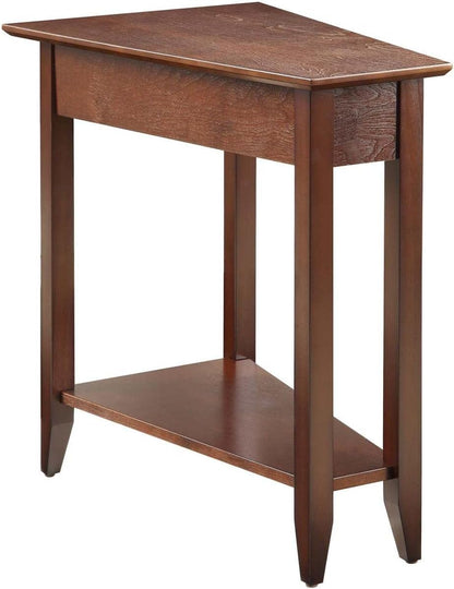 American Heritage Wedge End Table with Shelf, 24"L X 16"W X 24"H, Espresso