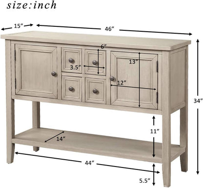 Console Table with Storage Drawers&Bottom Shelf Cambridge Series Buffet Sideboard Sofa Table Dining Room Entry Way End Table (Antique Gray)