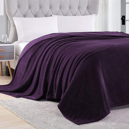 Fleece Blanket Twin Size Purple Throw Blanket for Couch or Bed - Microfiber Fuzzy Flannel Blanket for Adults or Kids