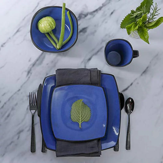 Soho Lounge Square 16-Piece Dinnerware Set - Sapphire