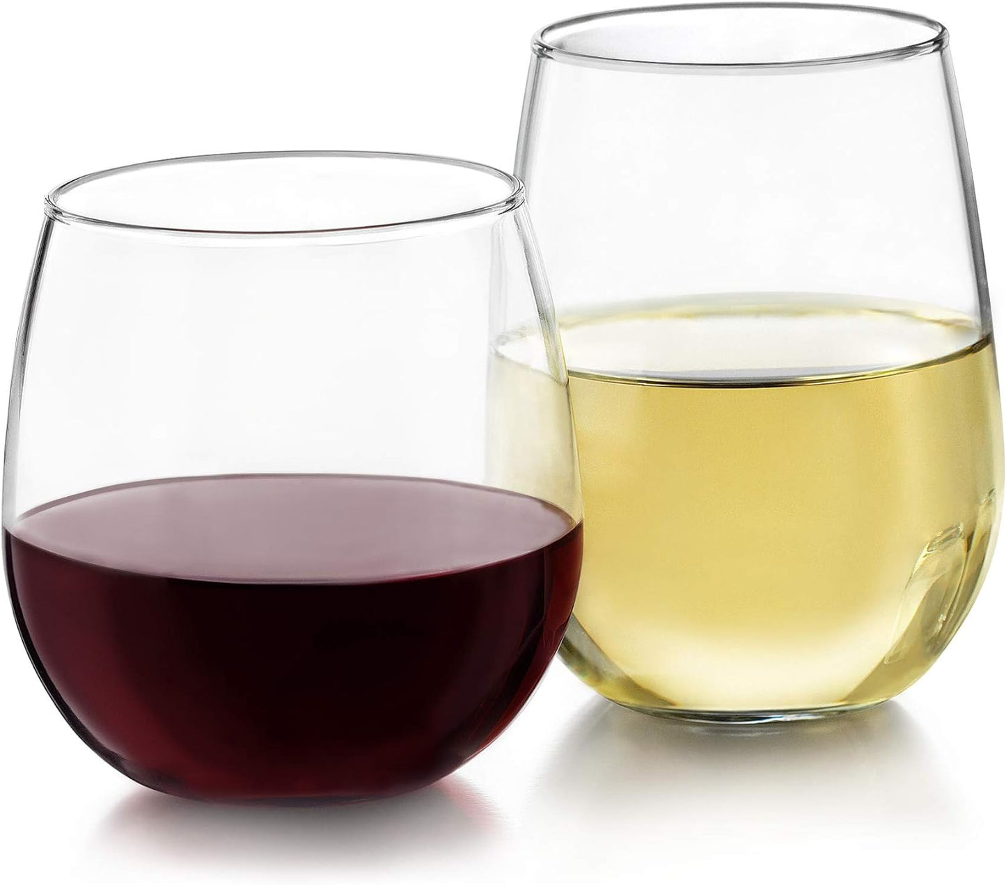 Stemless 12-Piece Wine Glass Party Set for Red and White Wines