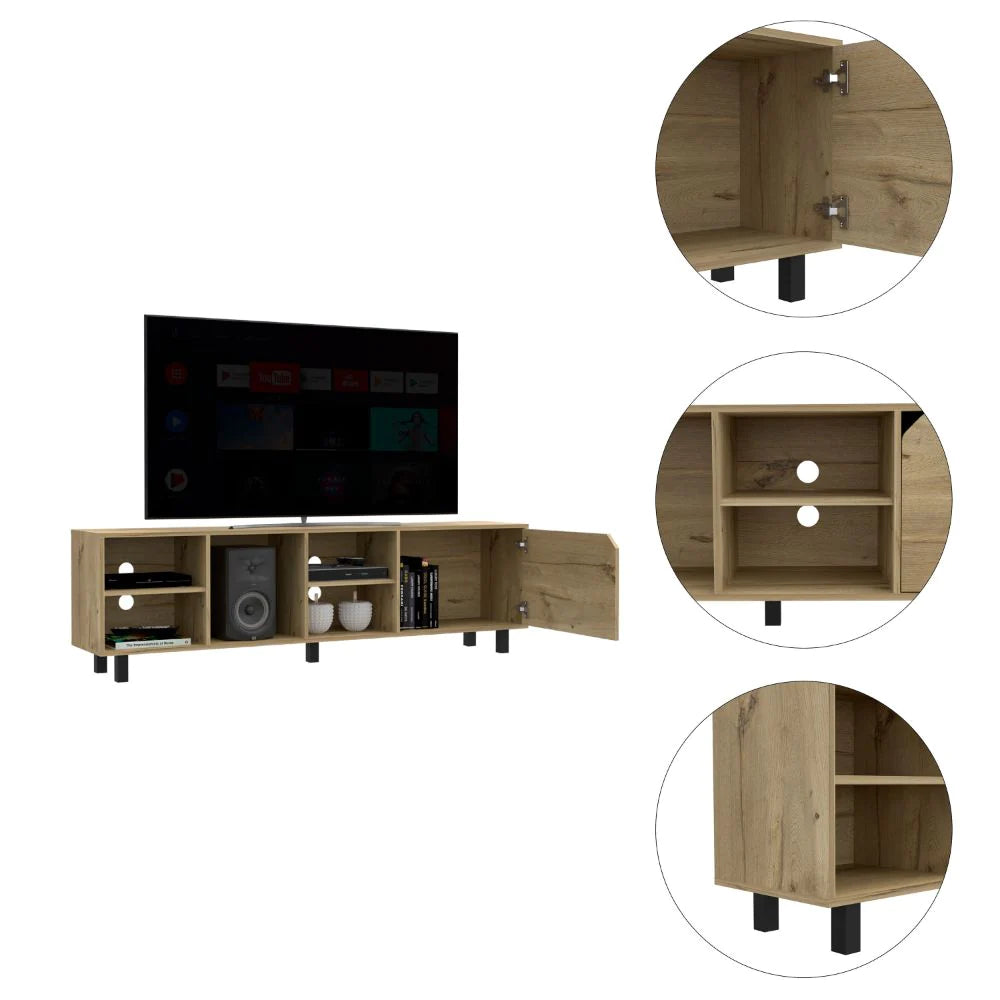 TV Stand for Tv´S up 70" Estocolmo, Four Open Shelves, Light Oak Finish