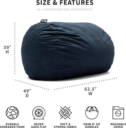 Fuf XL Foam Filled Bean Bag Chair with Removable Cover, Cobalt Lenox, Durable Woven Polyester, 5 Feet Giant