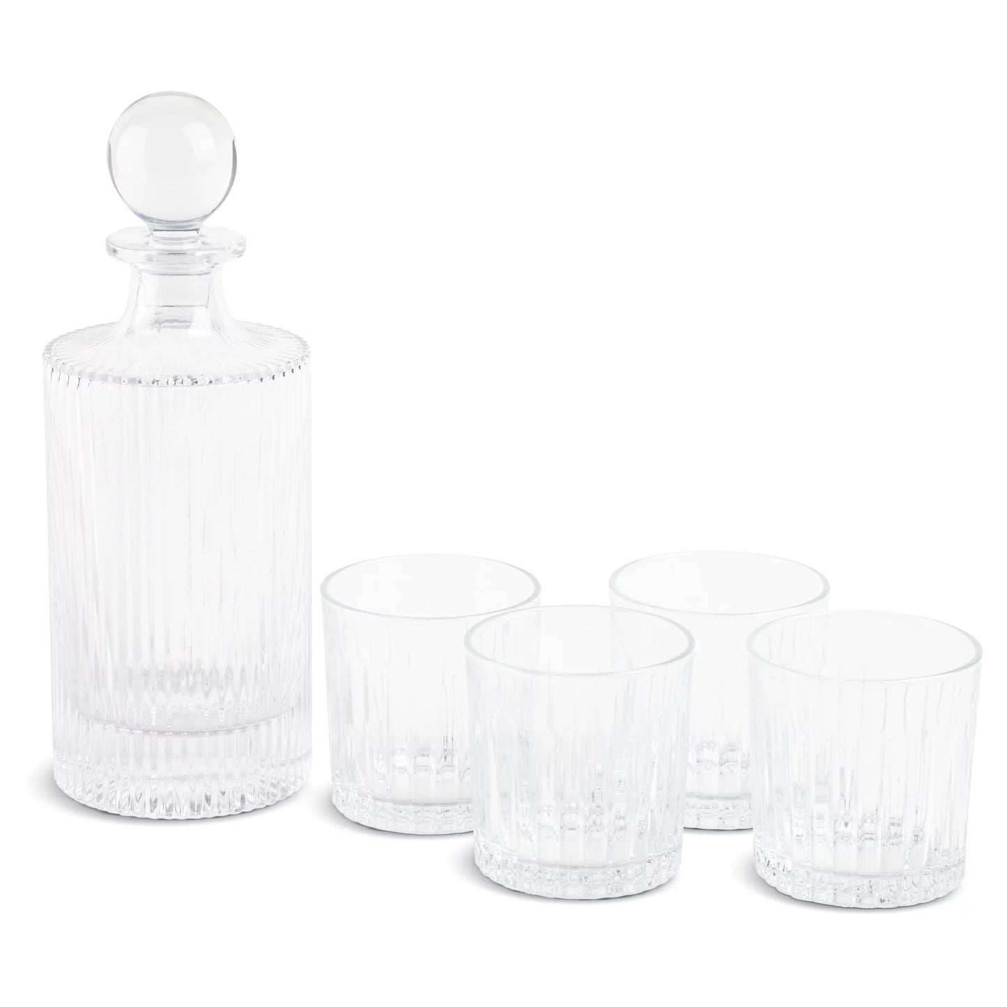 Whiskey Decanter and Cocktail Glasses, 5-Piece Set