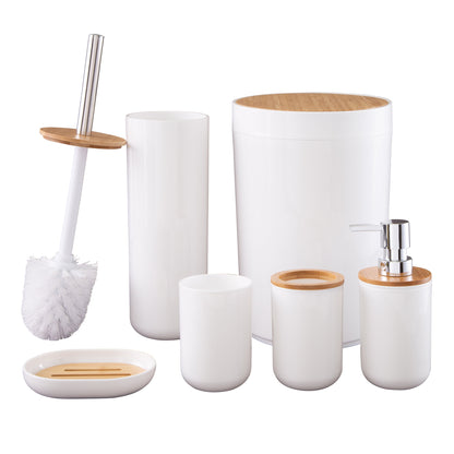 6-Piece Complete Bathroom Accessories Set (White)