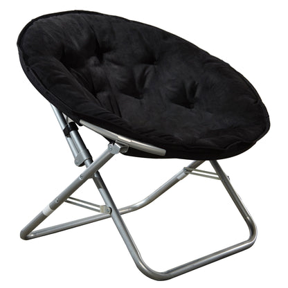 Faux Fur Folding Saucer Chair, Black