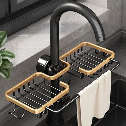 Aluminum Sink Drain Rack, Sponge Storage