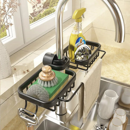 Aluminum Sink Drain Rack, Sponge Storage