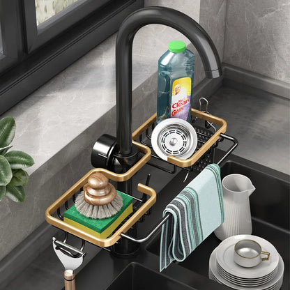 Aluminum Sink Drain Rack, Sponge Storage