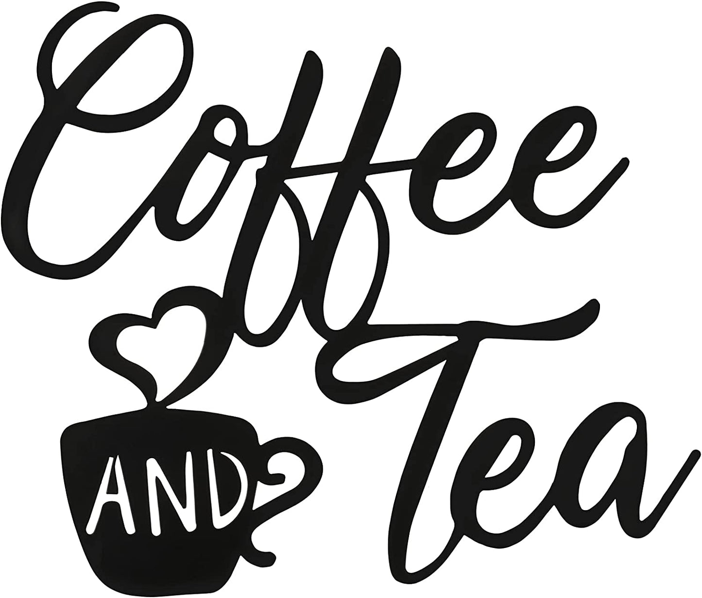 Coffee Sign Coffee and Tea Bar Sign Metal Hanging Wall Art Sign 12 X 10.2 Inch Black Coffee Cup Wall Decor Coffee Bar Letter Sign for Cafe Farmhouse Kitchen (Coffee Tea)