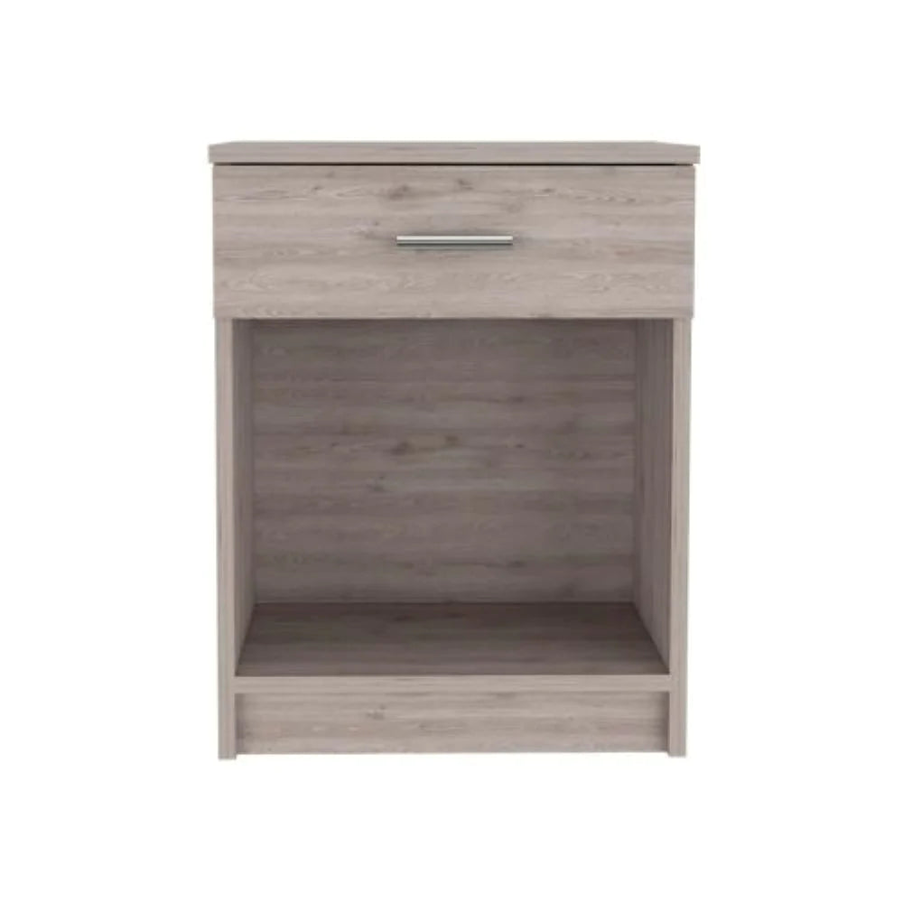 Nightstand Coco, Single Drawer, Lower Shelf, Light Gray Finish