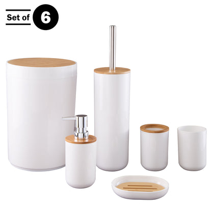 6-Piece Complete Bathroom Accessories Set (White)