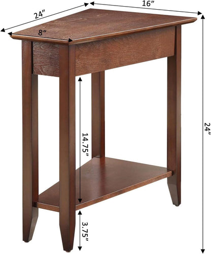 American Heritage Wedge End Table with Shelf, 24"L X 16"W X 24"H, Espresso