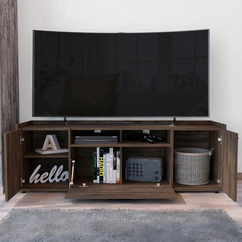 Tv Stand for Tv´S up 55" Dext, One Cabinet, Double Door, Dark Walnut Finish