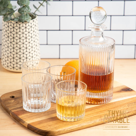 Whiskey Decanter and Cocktail Glasses, 5-Piece Set